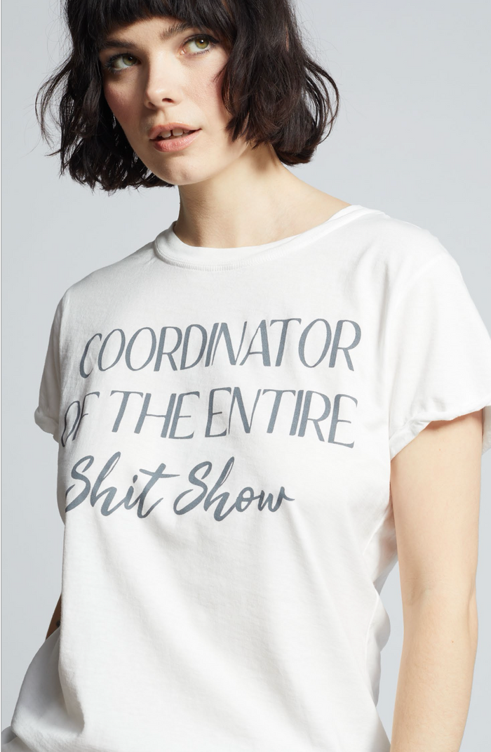 RECYCLED KARMA: COORDINATOR OF THE SHOW SS TEE - WHITE