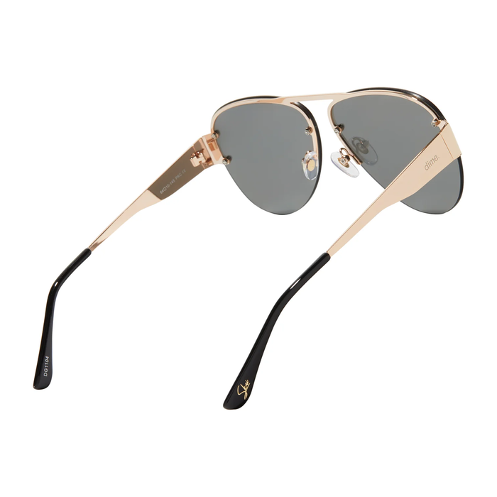 DIME: 917 - GOLD SHINY METAL FRAME SOLID GREY SUNGLASSES