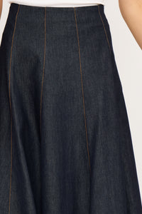 LUCY PARIS: NOVA CIRCLE SKIRT - DARK WASH DENIM
