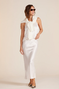 BOBI: MIDI BIAS CUT SKIRT - PEARL