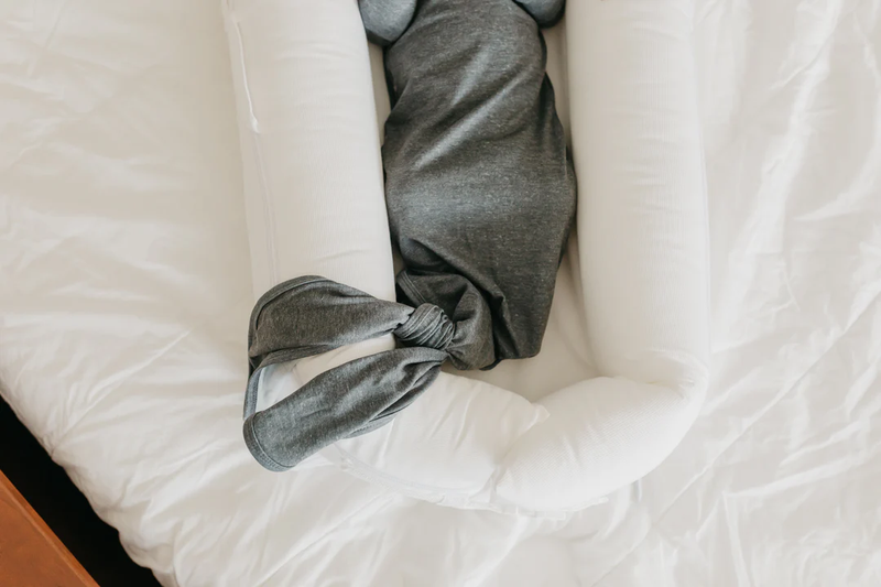 COPPER PEARL: SLATE NEWBORN KNOTTED GOWN