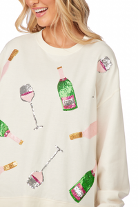 CHAMPAGNE SPARKLE SWEATSHIRT - WHITE