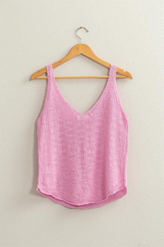 TRY YOUR LUCK V NECK SLEEVELESS TOP