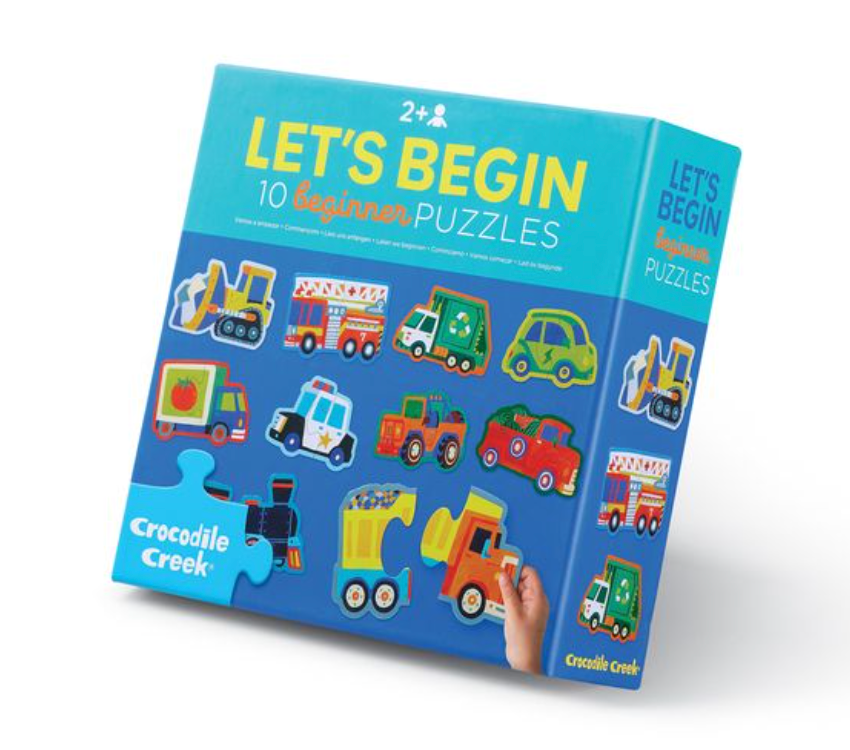 CROCODILE CREEK: LET'S BEGIN (10) 2-PIECE PUZZLES BOX SET - VEHICLES