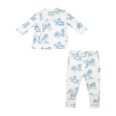 ANGEL DEAR: TAKE ME HOME SET WITH ROLL OVER CUFF PANT - FARM TOILE BLUE