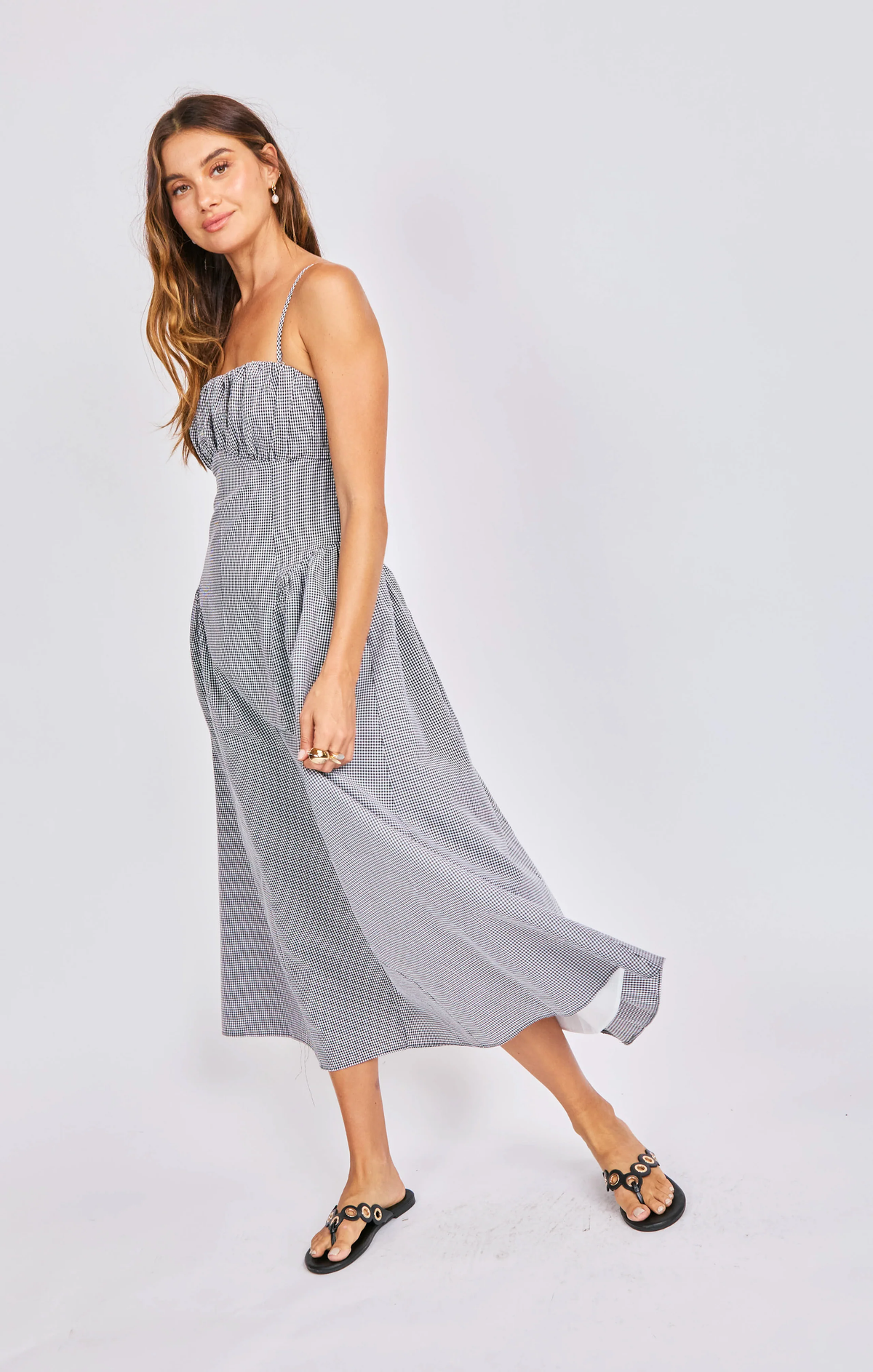 SAGE THE LABEL: BOARDWALK MIDI DRESS - BLACK/WHITE GINGHAM
