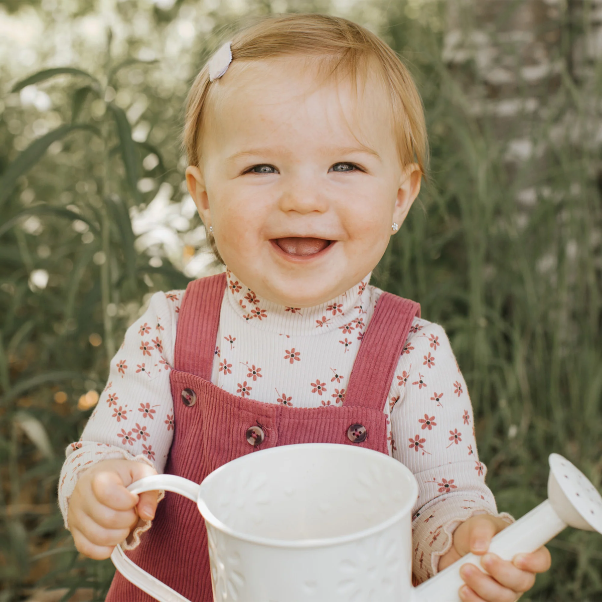 PETIT LEM: RASPBERRY CORDUROY OVERALL 2PC DRESS SET