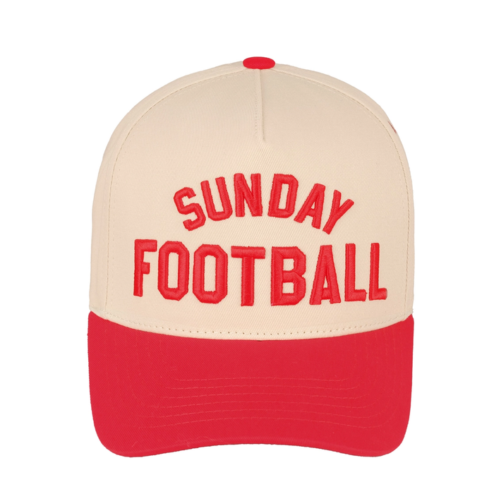 SUNDAY FOOTBALL TRUCKER HAT - NATURAL/RED