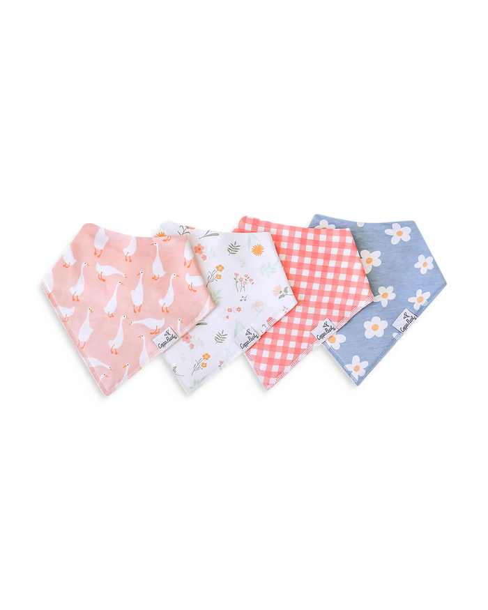 COPPER PEARL: GOOSIE BANDANA BIB SET (4-PACK)
