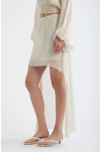 DELUC: FORUM CHIFFON HIGH-LOW SKIRT - OFF WHITE