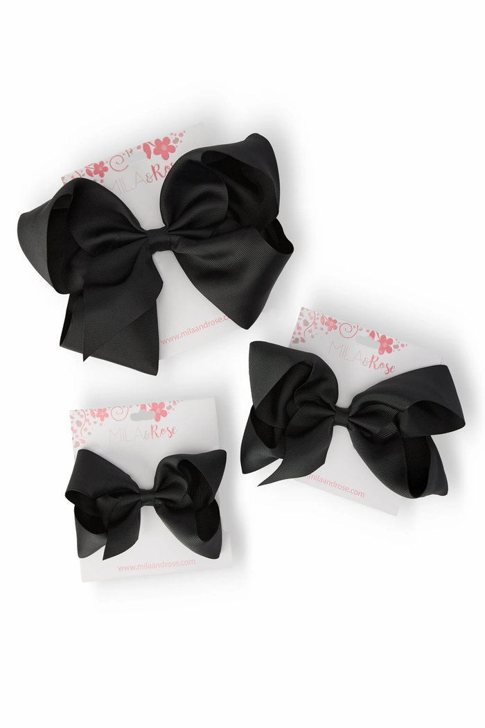 MILA & ROSE: BLACK GROSGRAIN HAIR BOW