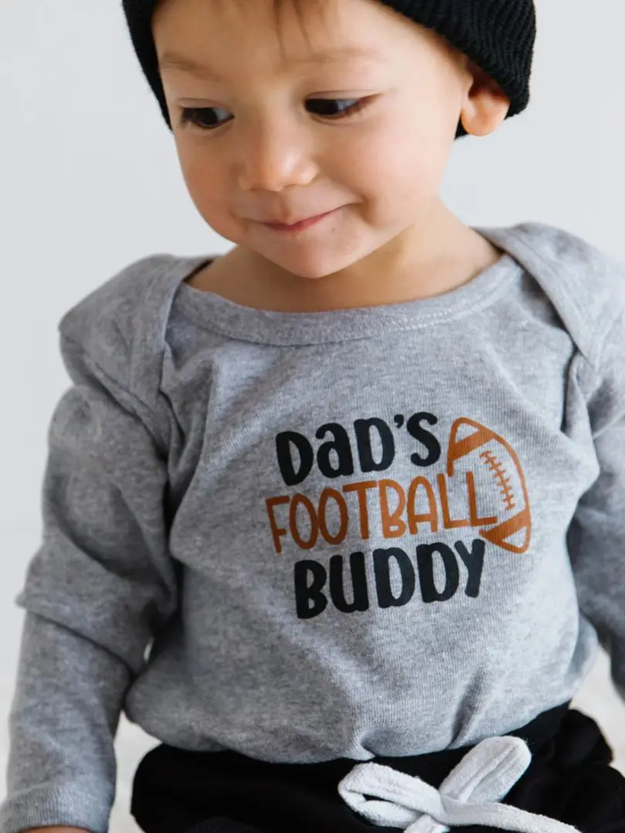 SWEET WINK: DAD'S FOOTBALL BUDDY LONG SLEEVE BODYSUIT - GREY