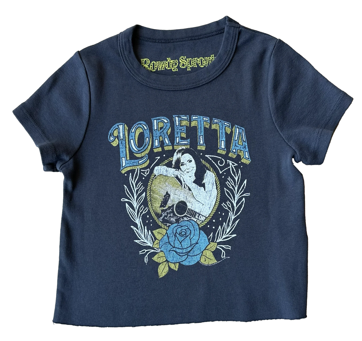 ROWDY SPROUT: LORETTA LYNN GIRLS FITTED TEE - BLACK SANDS