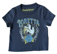 ROWDY SPROUT: LORETTA LYNN GIRLS FITTED TEE - BLACK SANDS