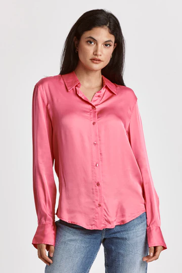 DEAR JOHN: GAIA BUTTON DOWN SHIRT - PINK CYCLAMEN