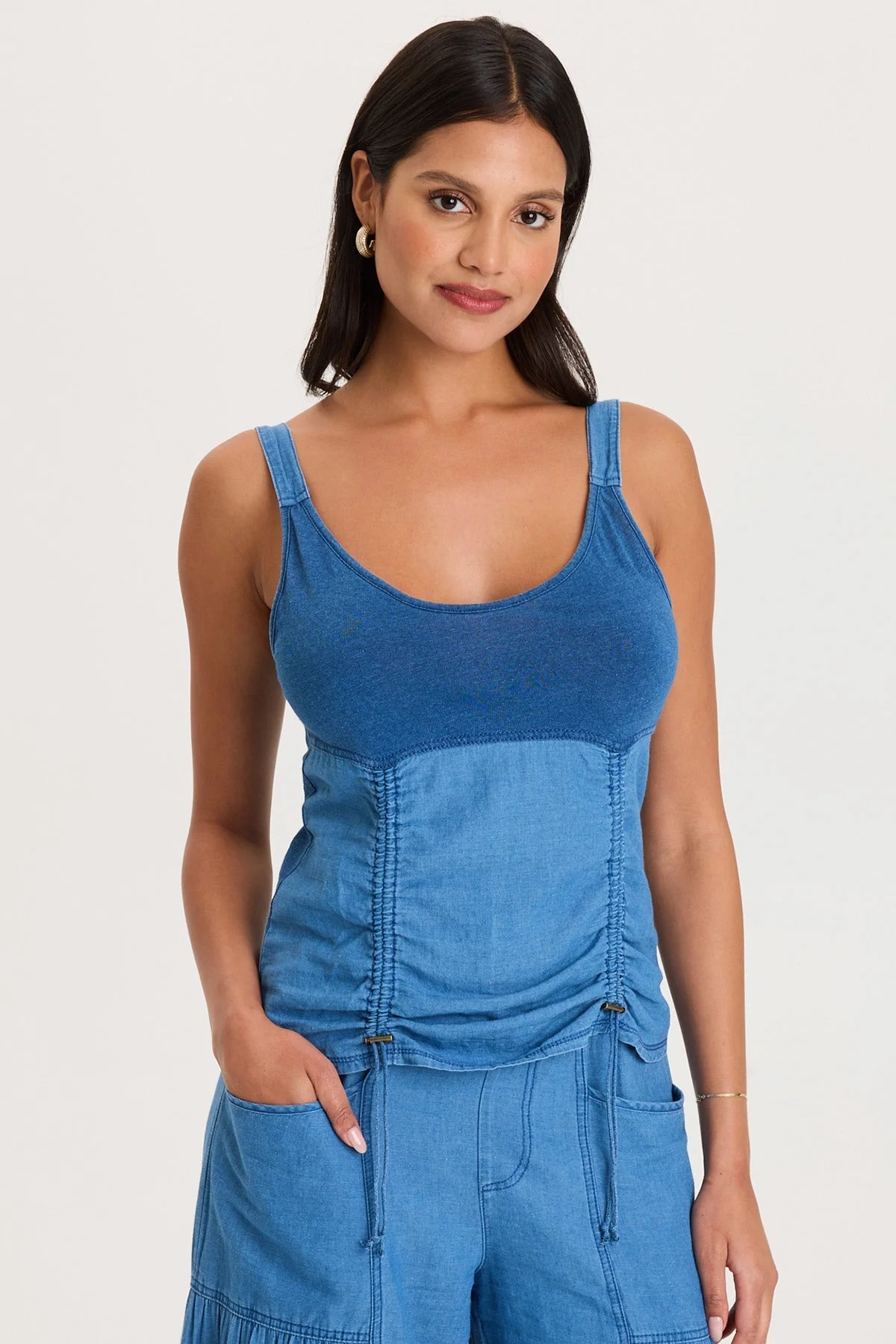 XCVI: FIFE ADJUSTABLE CORD TWILL/JERSEY TANK - ETIOLATE WASH