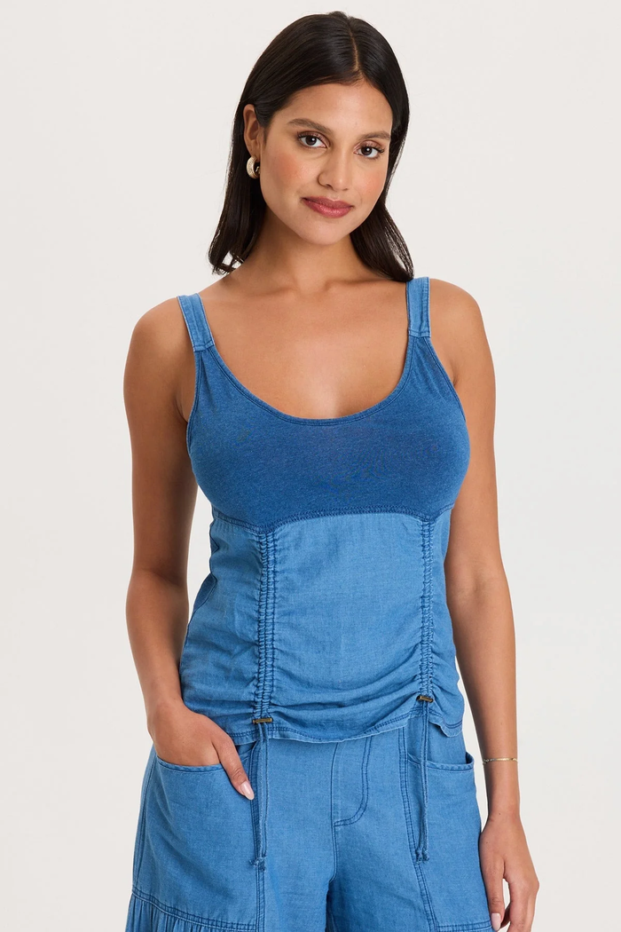 XCVI: FIFE ADJUSTABLE CORD TWILL/JERSEY TANK - ETIOLATE WASH