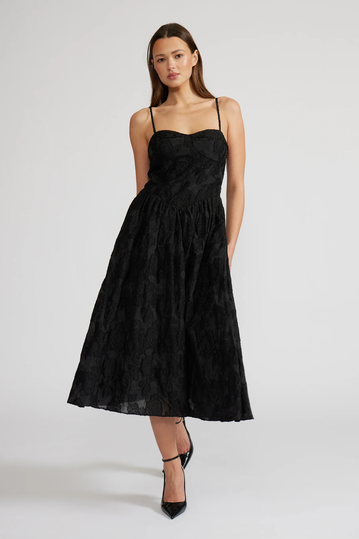 LUCY PARIS: INGRID MIDI DRESS - BLACK
