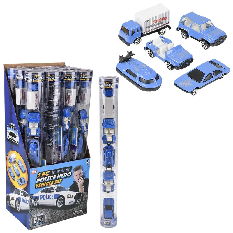 DIE-CAST POLICE VEHICLE TUBE SET (5-PIECE)