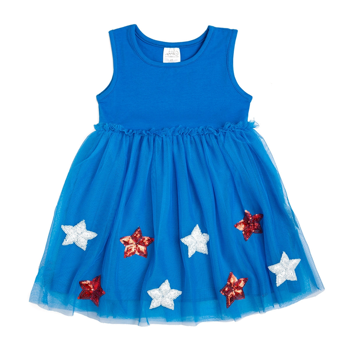 SWEET WINK: PATRIOTIC STAR TANK TUTU DRESS - BLUE