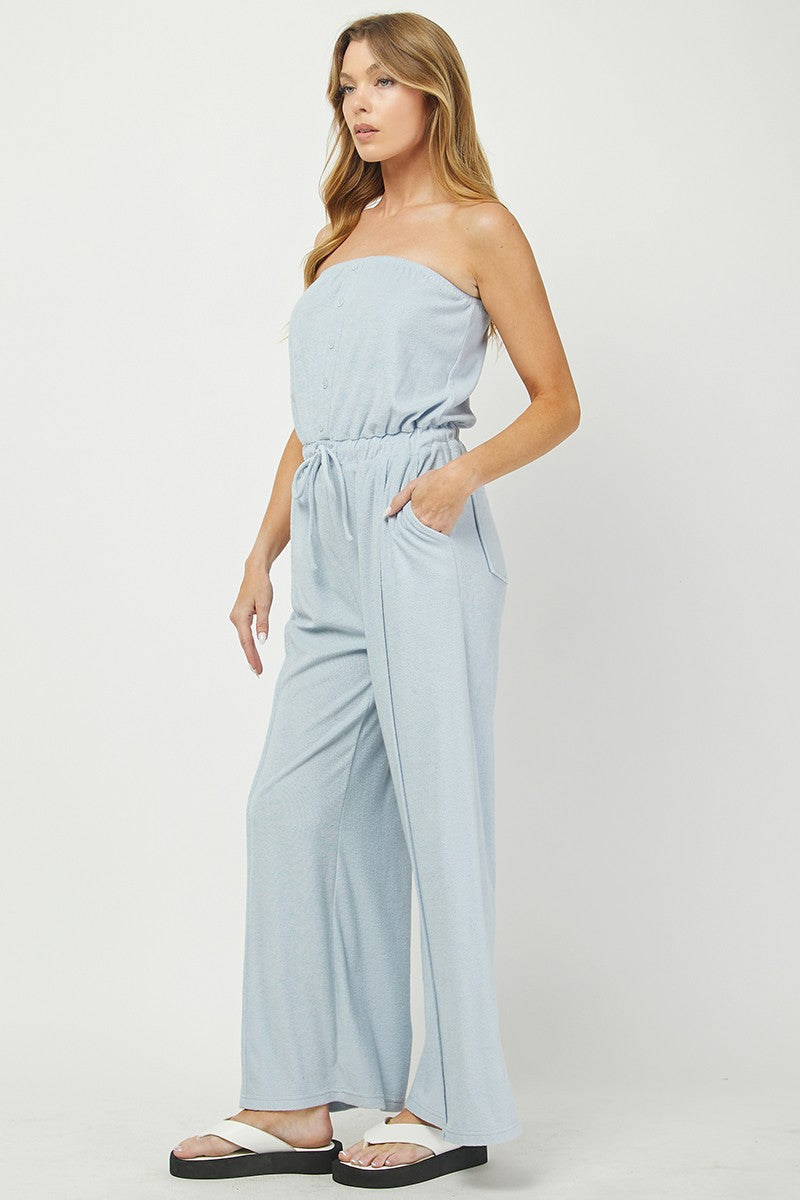 *PREORDER* NEEDII: SLEEVELESS TERRY CLOTH JUMPSUIT - LIGHT BLUE