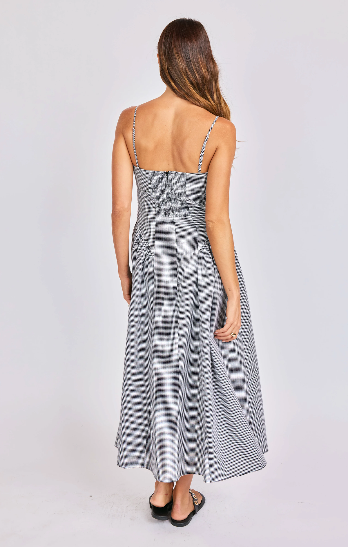 SAGE THE LABEL: BOARDWALK MIDI DRESS - BLACK/WHITE GINGHAM
