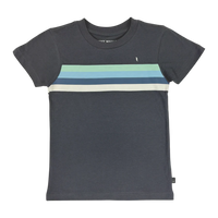 TINY WHALES: BOLT STRIPE TEE - VINTAGE BLACK/SEAFOAM