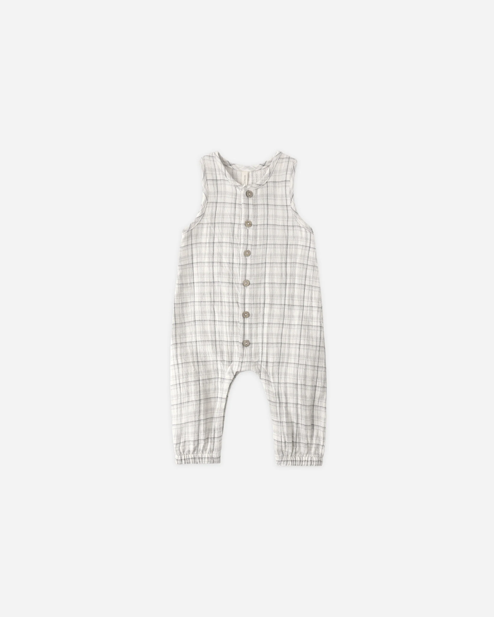 QUINCY MAE: WOVEN JUMPSUIT || BLUE PLAID