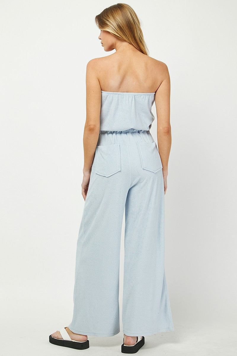 *PREORDER* NEEDII: SLEEVELESS TERRY CLOTH JUMPSUIT - LIGHT BLUE