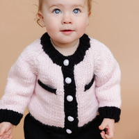 THE BLUEBERRY HILL: COCO CARDIGAN - BABY PINK/BLACK