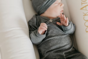 COPPER PEARL: SLATE NEWBORN KNOTTED GOWN
