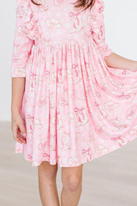 MILA & ROSE: HOWDY 3/4 SLEEVE RUFFLE TWIRL DRESS