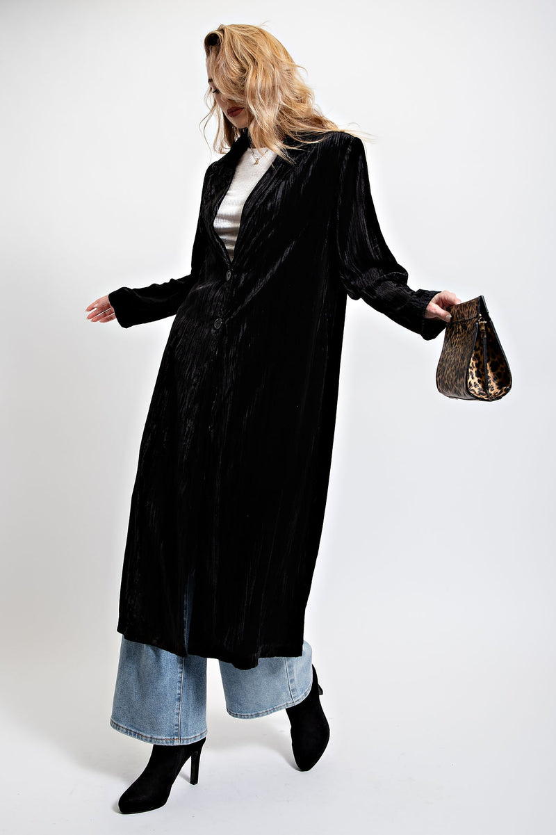 ICE VELVET MAXI COAT - BLACK