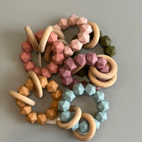 THREE HEARTS & CO: ABBY BPA FREE SILICONE & BEECH WOOD RATTLES