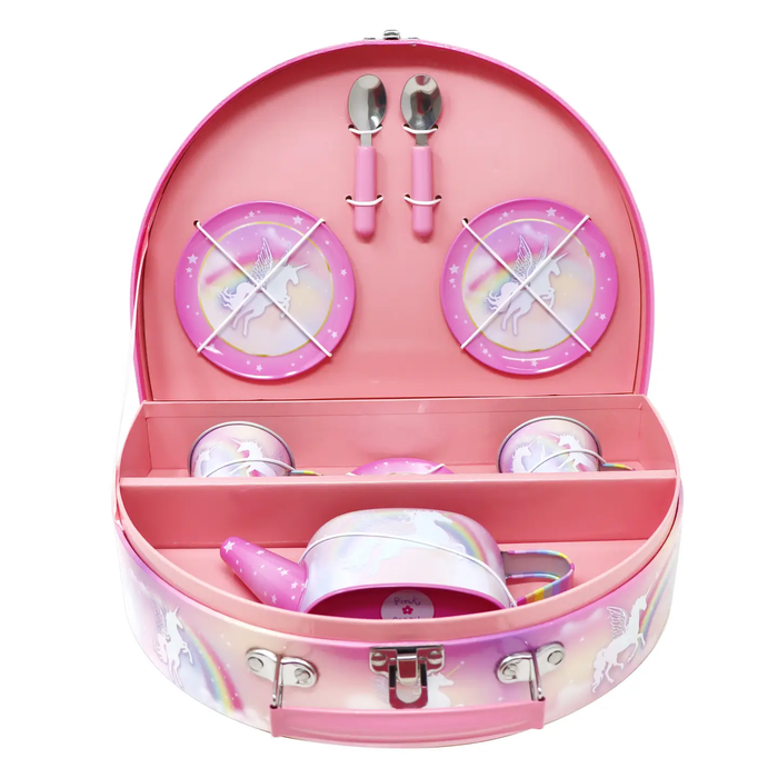PINK POPPY: UNICORN DREAMER TIN TEA SET IN CARRY CASE (9-PIECE)