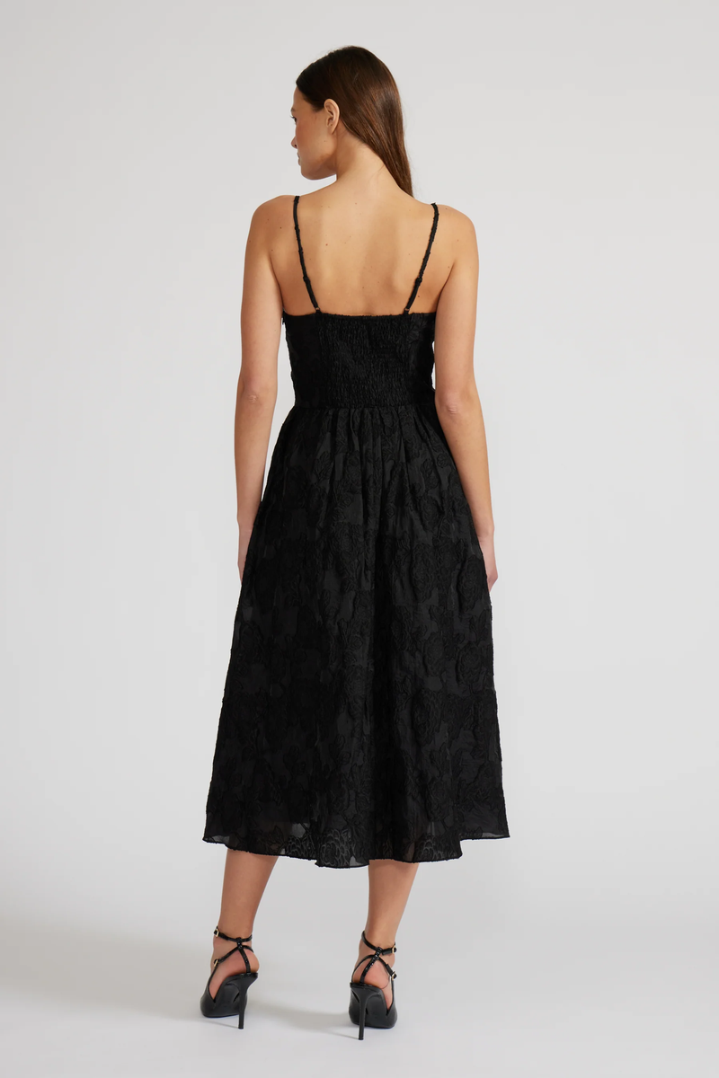 LUCY PARIS: INGRID MIDI DRESS - BLACK