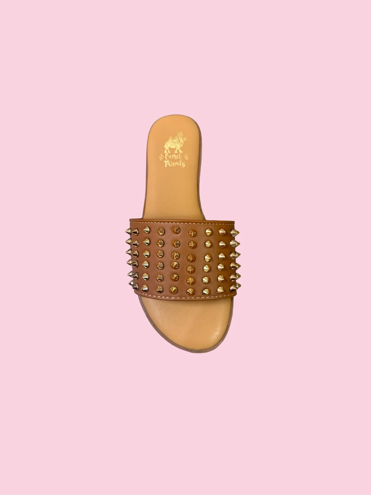 FLIRTINI STUDED SLIDES - CAMEL