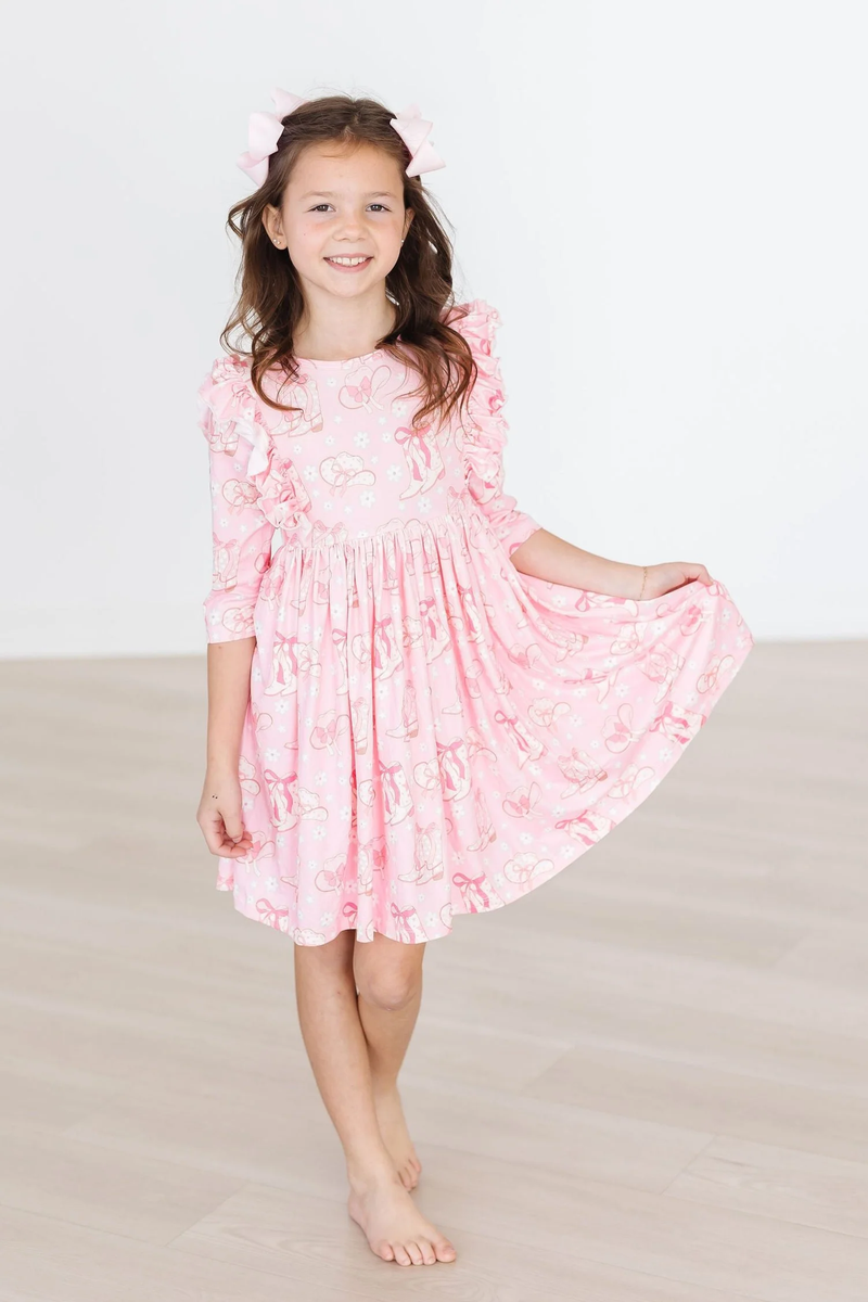 MILA & ROSE: HOWDY 3/4 SLEEVE RUFFLE TWIRL DRESS