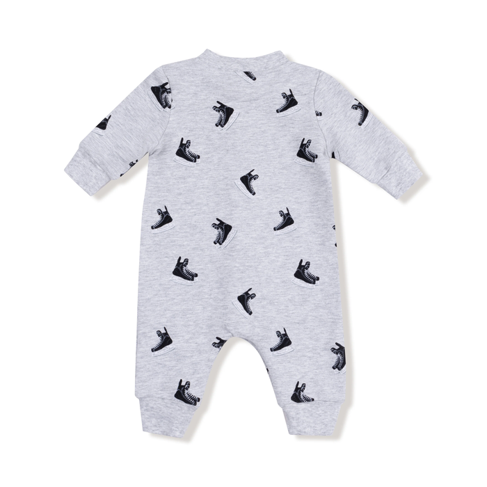 ANGEL DEAR: BASEBALL COLLAR ROMPER WITH FRONT PLACKET - HOCKEY