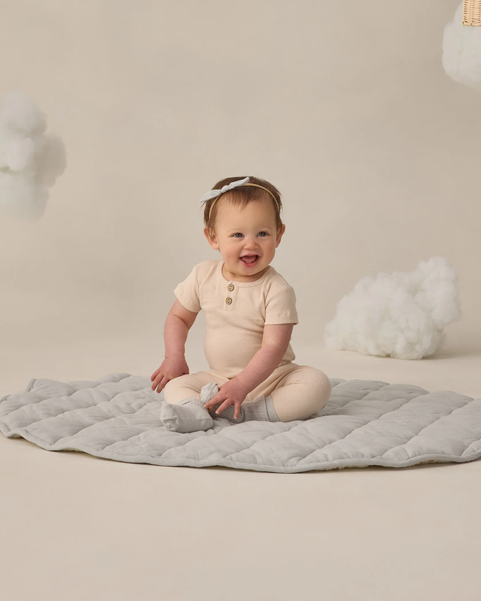 QUINCY MAE: RIBBED HENLEY BODYSUIT - ECRU