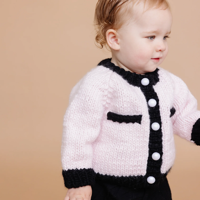 THE BLUEBERRY HILL: COCO CARDIGAN - BABY PINK/BLACK