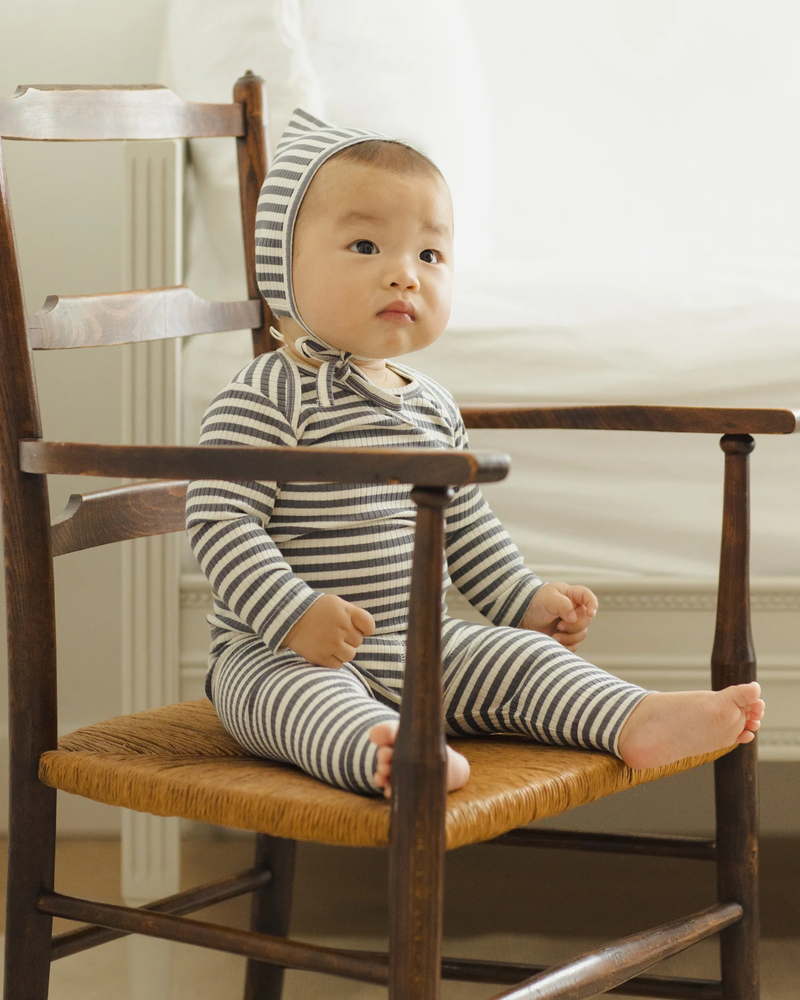 QUINCY MAE: RIBBED TEE + LEGGING SET || INDIGO STRIPE