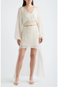 DELUC: FORUM CHIFFON HIGH-LOW SKIRT - OFF WHITE