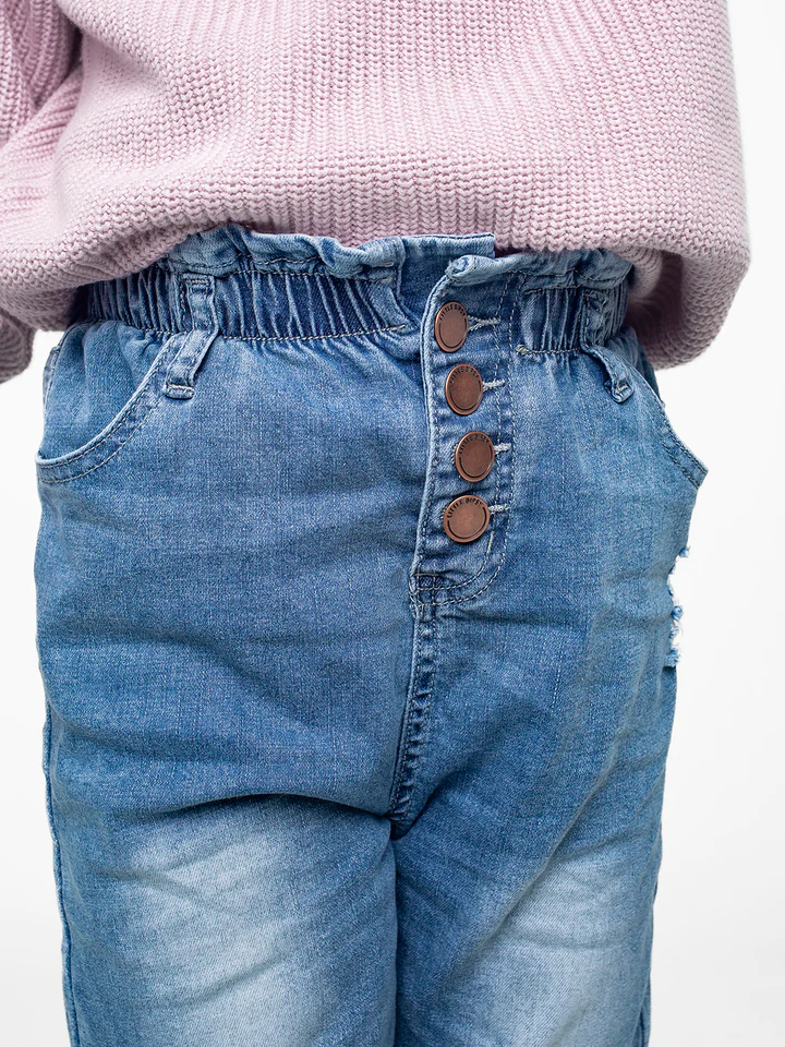 LITTLE BIPSY: PAPERBAG WAIST DENIM - LIGHT WASH