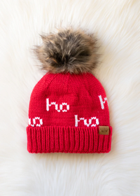 PANACHE: HO HO HO POM HAT - RED