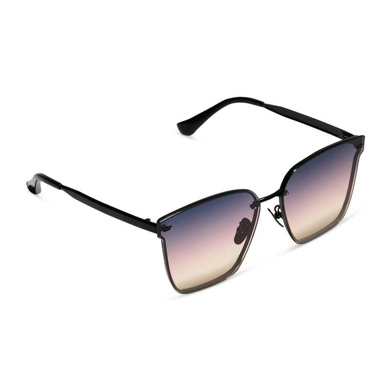 DIFF EYEWEAR: BELLA V MATTE BLACK TWILIGHT GRADIENT SUNGLASSES