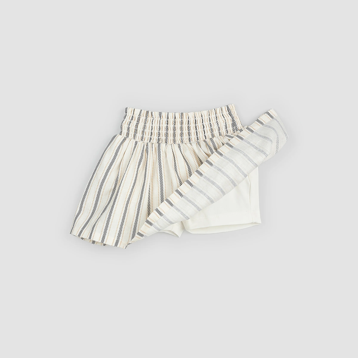 MILES THE LABEL: STRIPED LINEN BLEND SKORT