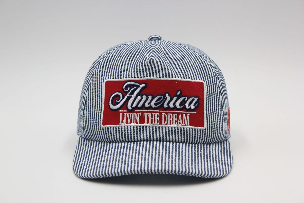 LIVIN THE DREAM SNAPBACK HAT - NAVY/WHITE STRIPE