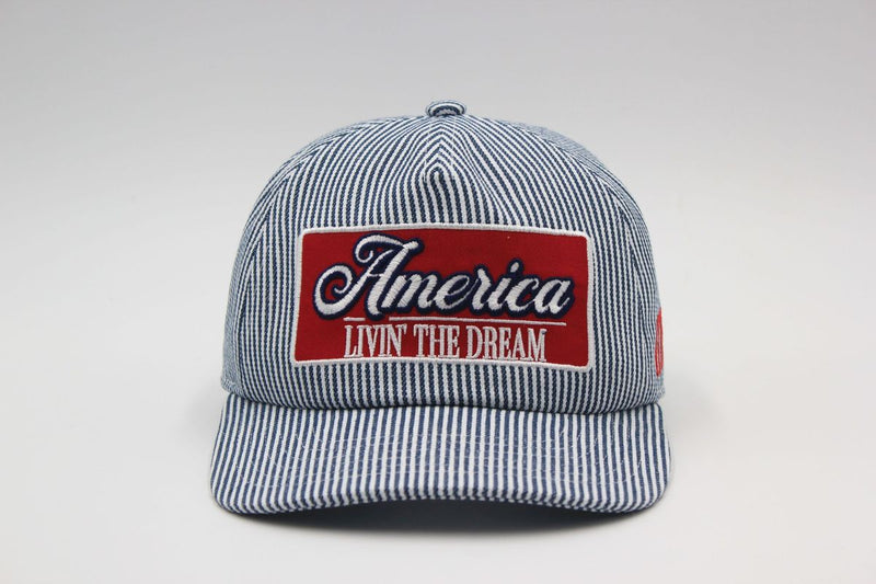 LIVIN THE DREAM SNAPBACK HAT - NAVY/WHITE STRIPE
