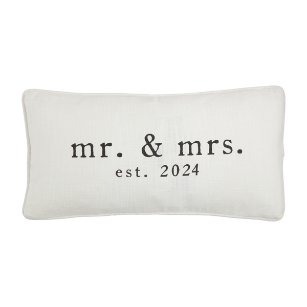 MUD PIE: LUMBAR MR. & MRS. EST. 2024 PILLOW